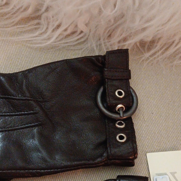 Express brown leather cashmere lambswool lined gloves NWT - Picture 2 of 6